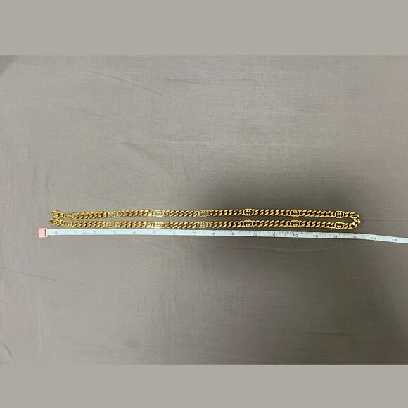 New Gucci Chain Necklace Handbag strap Pet Leash Gold Plated Leather - Picture 5 of 11